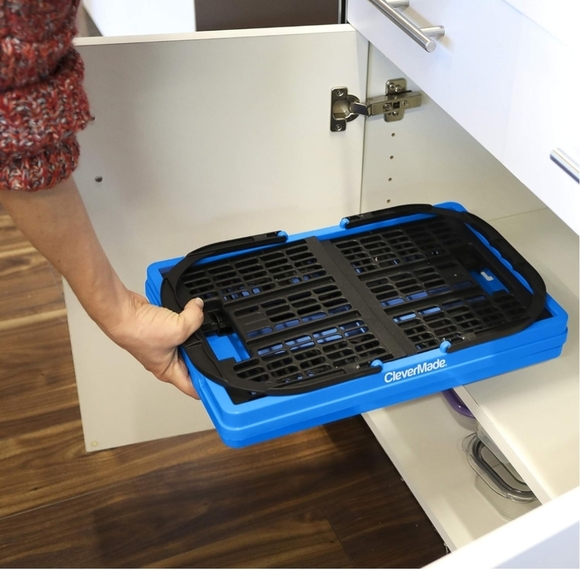 CleverMade Collapsible Shopping Basket, Neptune Blue, 2PK - 16L (4 Gal) Reusable - Picture 7 of 9